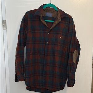 Pendleton. Vintage. Men’s Rustic Plaid Shirt with Elbow Patches